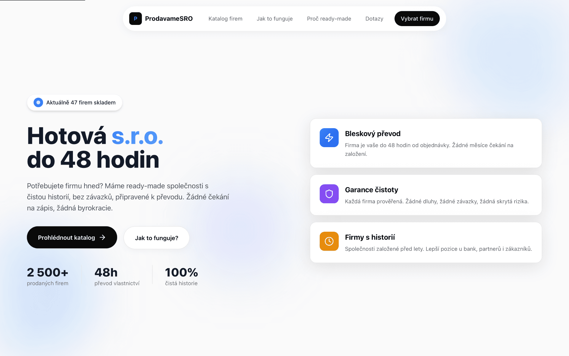 ProdavameSRO – Katalog für schlüsselfertige Unternehmen