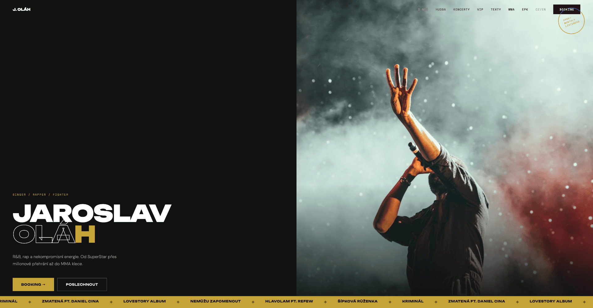 Jaroslav Oláh – rozsáhlý web interpreta s bookingem a VIP sekcí